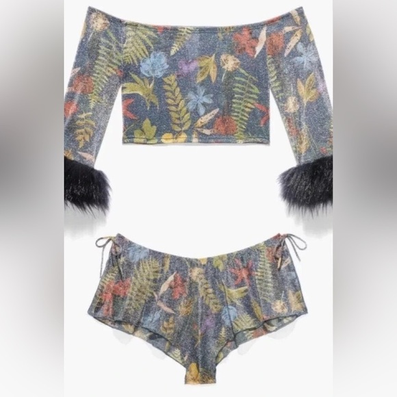 Savage X Fenty Other - NWT Savage X Fenty Trophy Wife Sleepwear Set Crop Top And  Shorts, Size 16-18